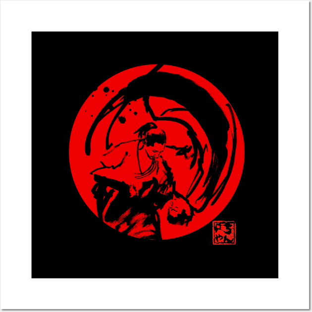 aikido red for black background Wall Art by pechane